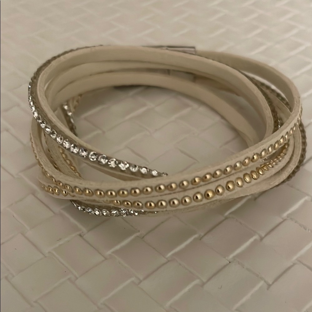Gold and Silver Beaded Wrap Bracelet